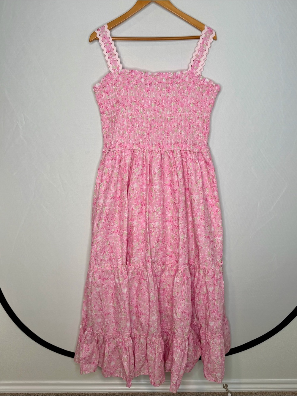 NWOT! Simply Shabby Chic Cotton Pink Floral Smocked Chest Maxi Dress. Size XXL. - Picture 3 of 11